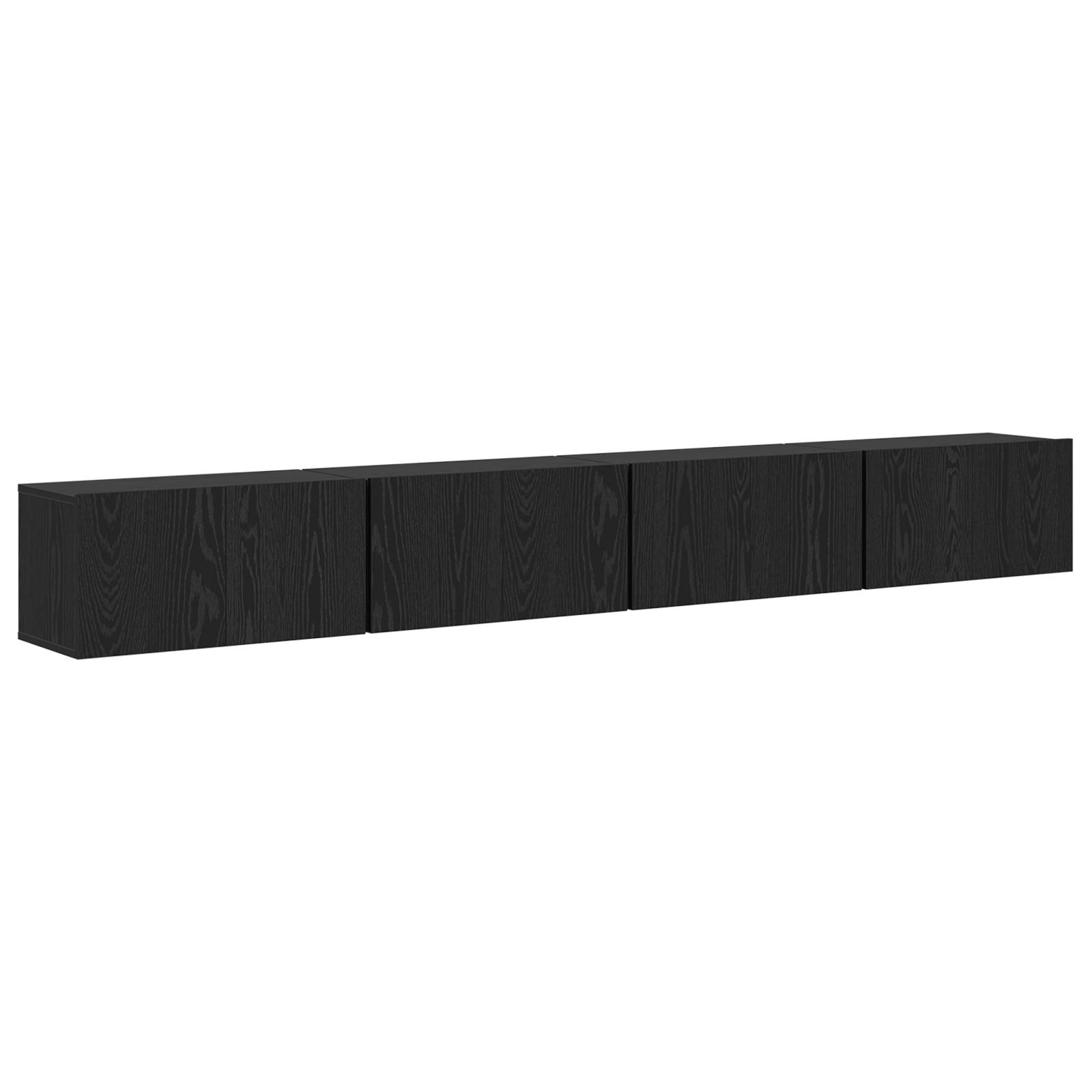 Set cabinet TV 4 piese - Montal pe perete, din lemn compozit de stejar negru. GartenMobel Dekor