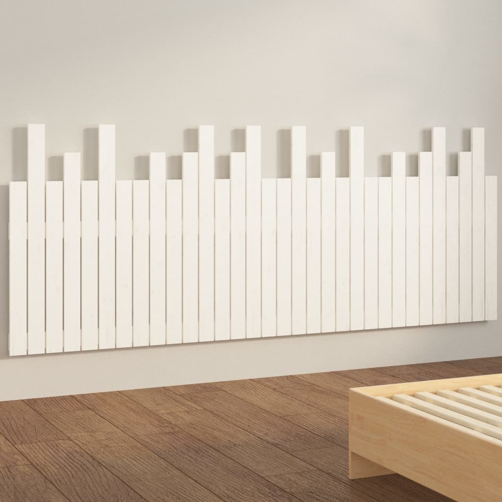 Tăblie de pat pentru perete, alb, 204x3x80 cm, lemn masiv pin GartenMobel Dekor