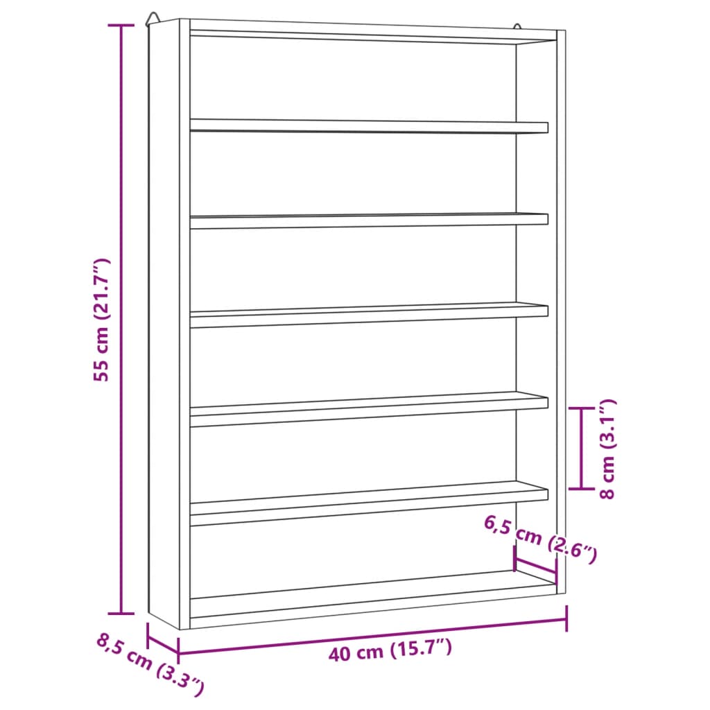 Vitrina de colecție din lemn cu 6 rafturi 40x8,5x55 cm GartenMobel Dekor