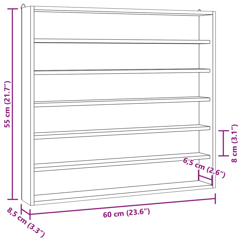 Vitrina de colecție din lemn cu 6 rafturi 60x8,5x55 cm GartenMobel Dekor
