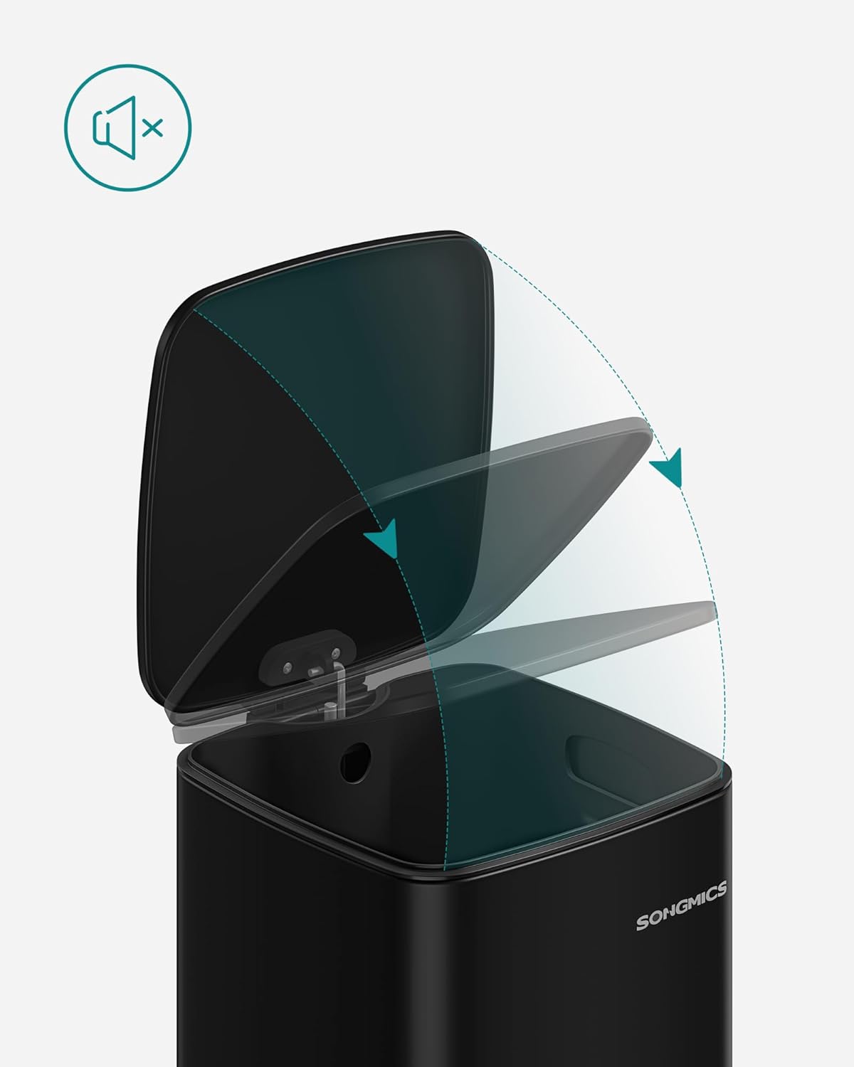 SONGMICS Cos gunoi 34x29x54 cm, 30L, cu pedala, capac silentios si galeata interioara detasabila, negru Household NewTrend