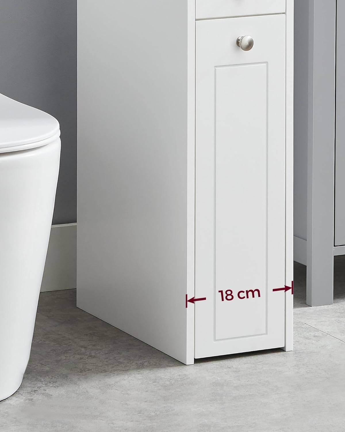 VASAGLE Dulap baie ingust cu sertare si roti, pentru depozitare, MDF, 40x18x70 cm, alb Household NewTrend