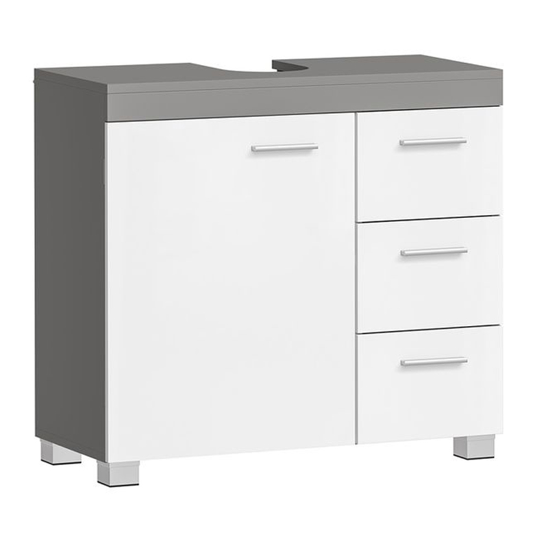 VASAGLE Dulap baie lavoar, cu 3 sertare si 2 compartimente, MDF, 70x30x64 cm, alb si gri Household NewTrend