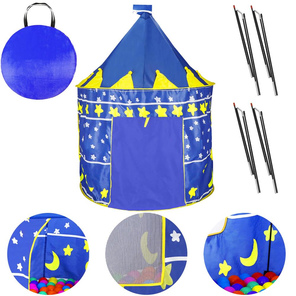 Cort Castel de joaca pentru copii, pliabil, 100x140 cm, albastru Household NewTrend