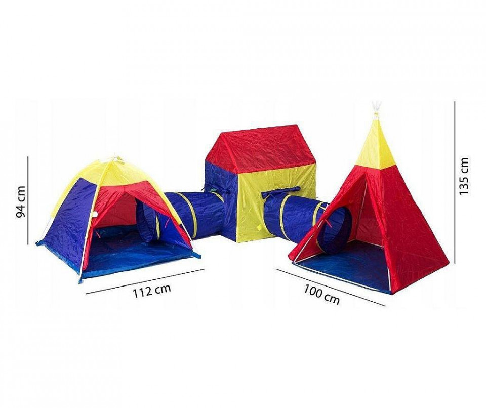 Set corturi de joaca 5 in 1 cu tunele si casuta, pliabil, pentru interior si exterior, multicolor Household NewTrend