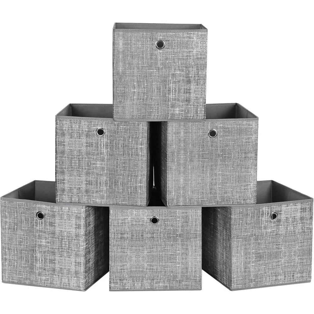 SONGMICS Set 6 cutii de depozitare, pliabile, din material textil, 30x30x30 cm, gri Household NewTrend