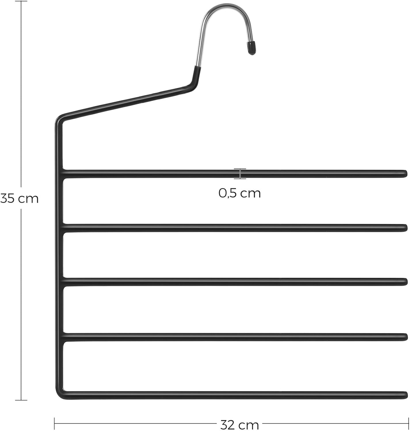 SONGMICS Set de 4 umerase pentru pantaloni, cu 5 bare, 32x35cm, negru Household NewTrend