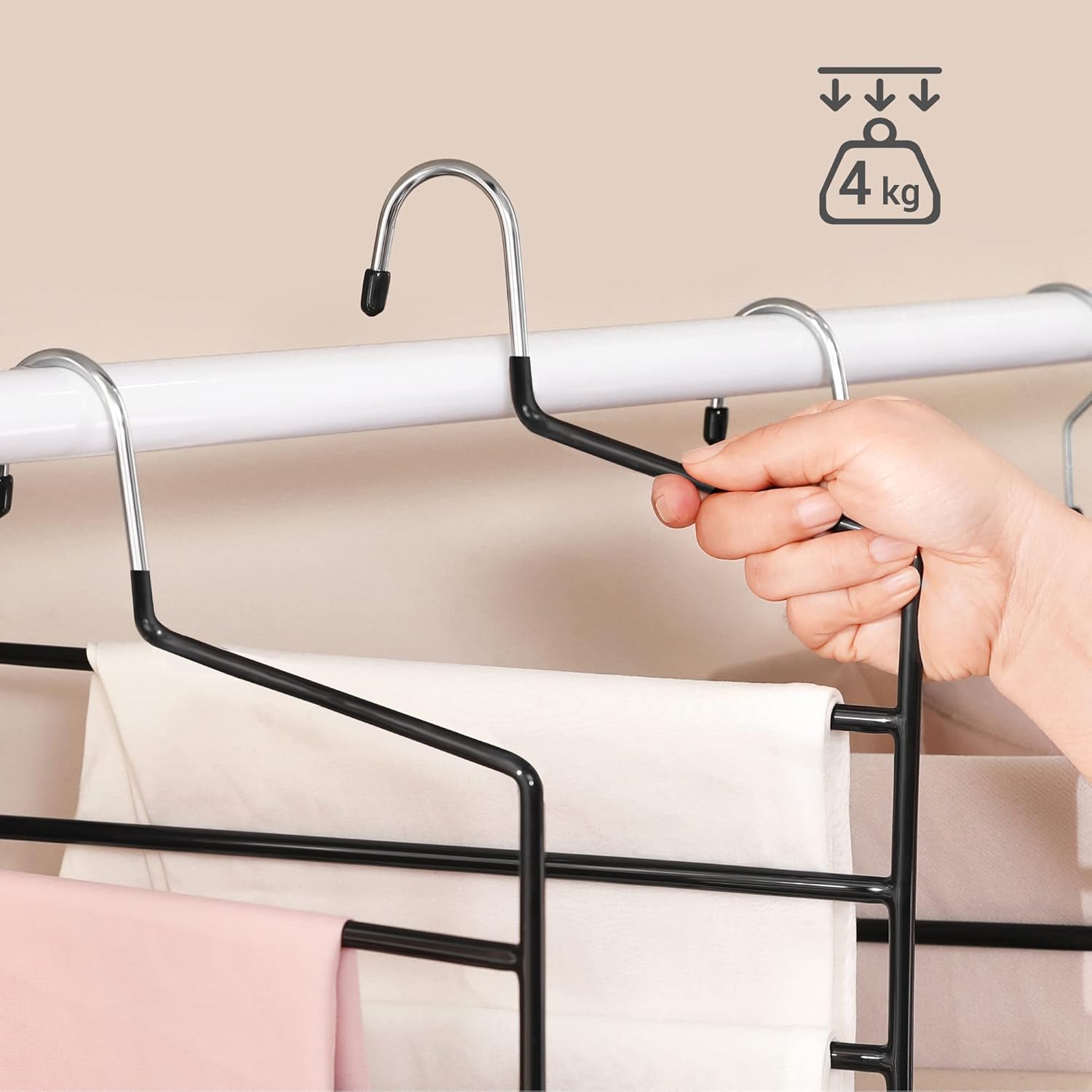 SONGMICS Set de 4 umerase pentru pantaloni, cu 5 bare, 32x35cm, negru Household NewTrend
