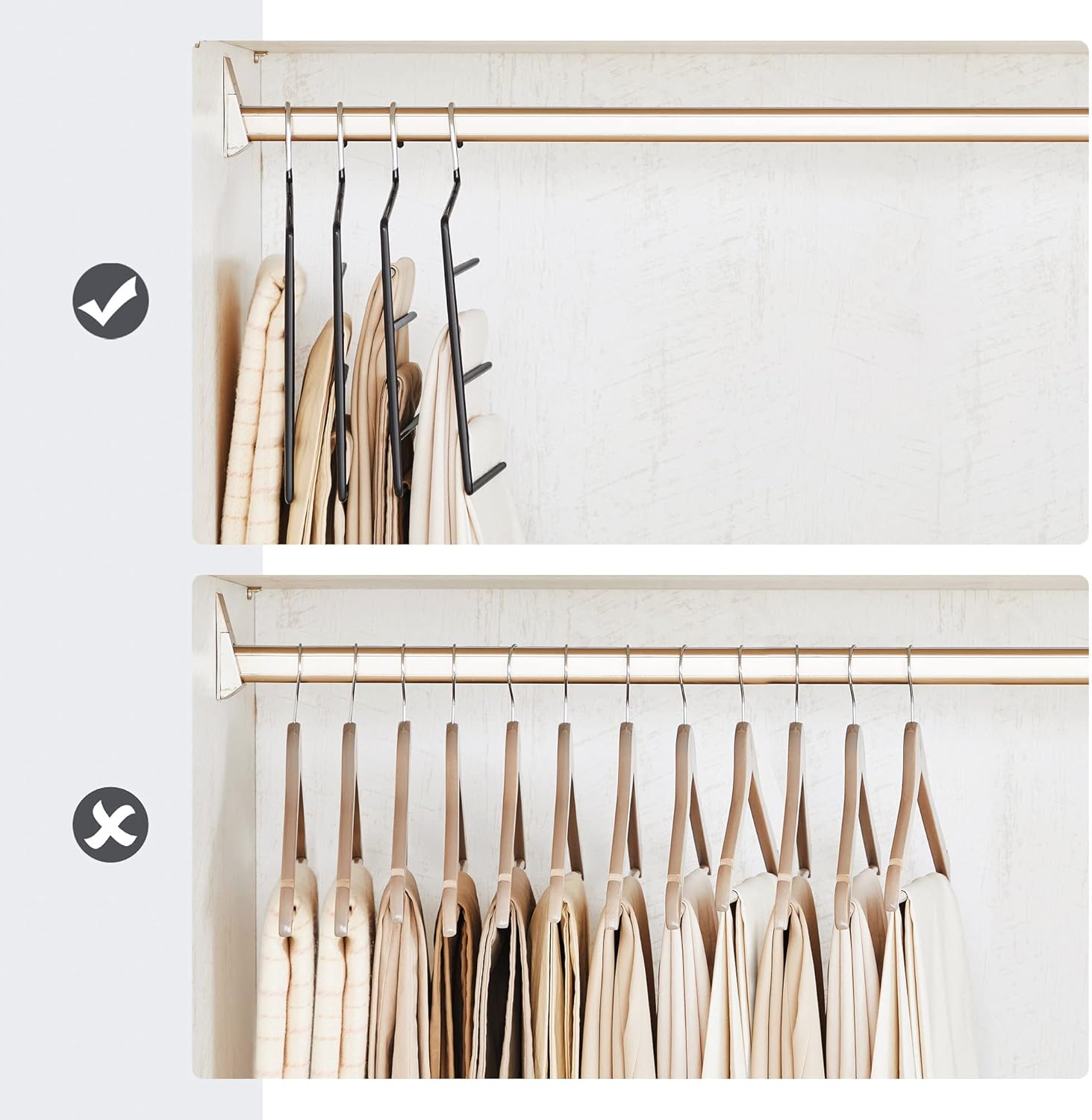 SONGMICS Set de 4 umerase pentru pantaloni, cu 5 bare, 32x35cm, negru Household NewTrend