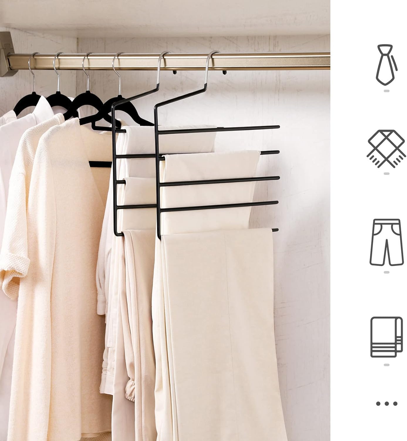 SONGMICS Set de 4 umerase pentru pantaloni, cu 5 bare, 32x35cm, negru Household NewTrend