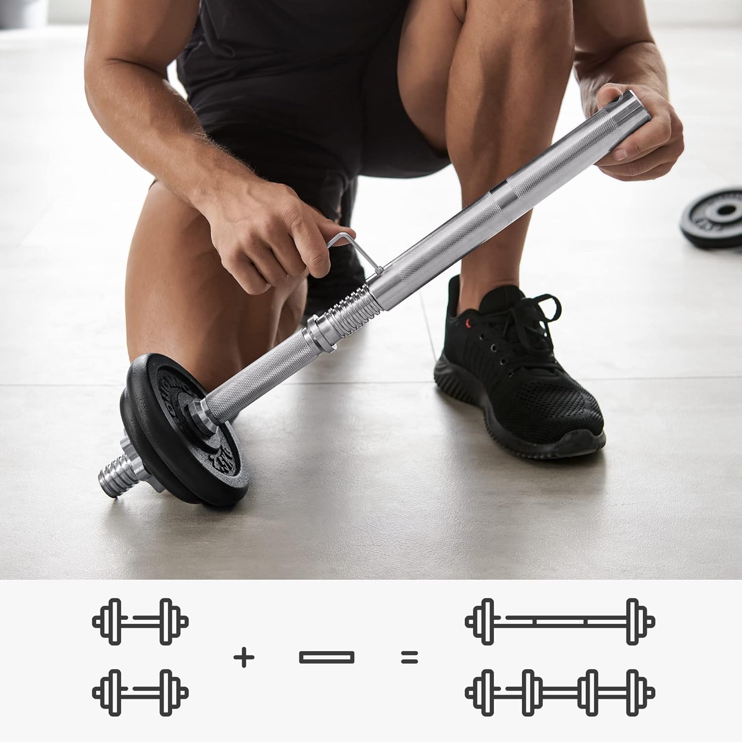 SONGMICS Set gantere si haltera reglabile, integral din otel, 20kg Household NewTrend