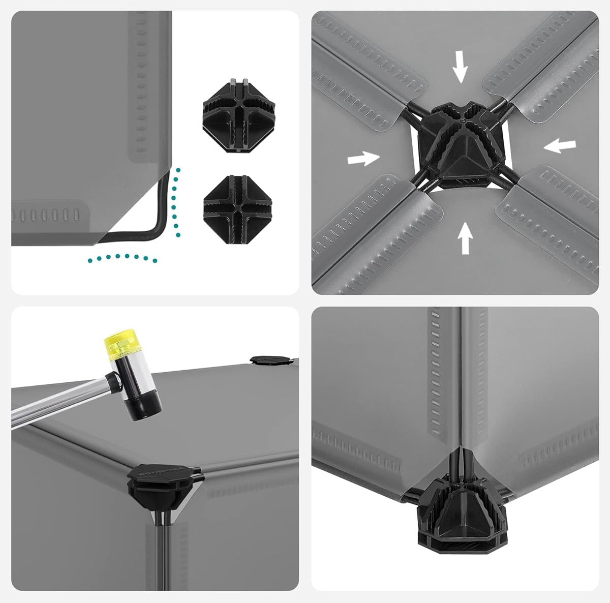 SONGMICS Dulap de depozitare pantofi modular, configurabil cu 10 compartimente, 43x31x173 cm, gri Household NewTrend
