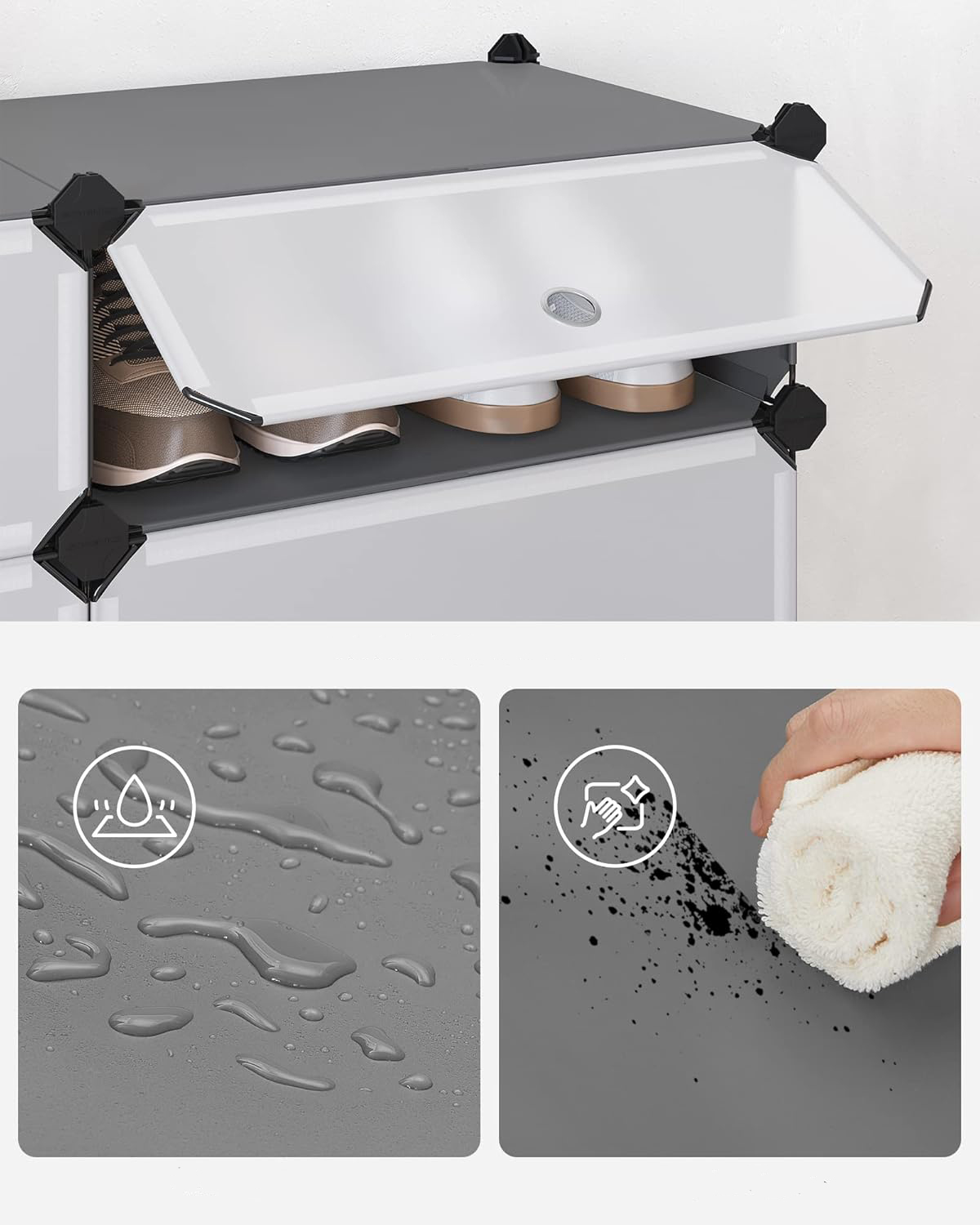 SONGMICS Dulap de depozitare pantofi modular, configurabil cu 10 compartimente, 43x31x173 cm, gri Household NewTrend