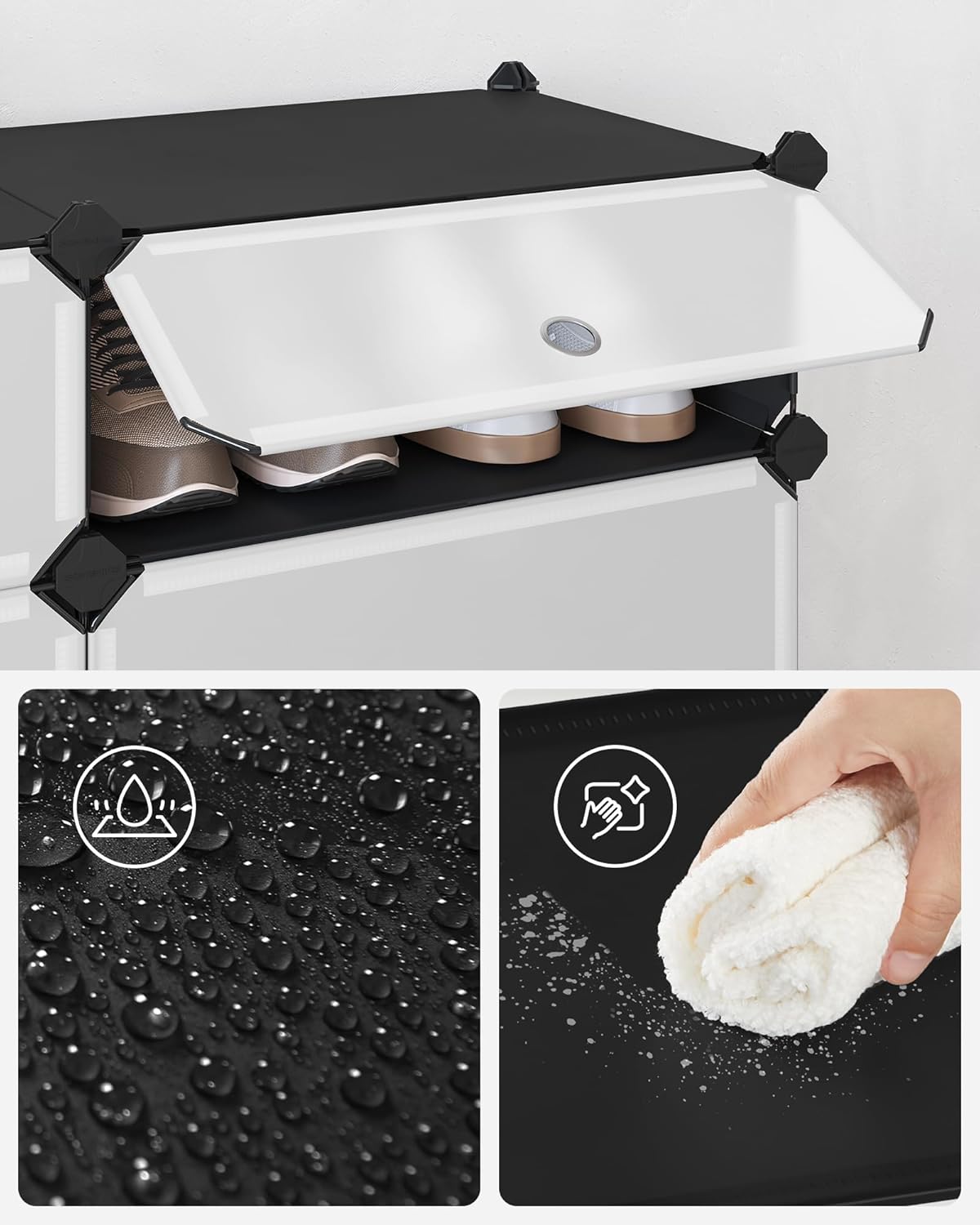 SONGMICS Dulap de depozitare pantofi modular, configurabil cu 10 compartimente, 43x31x173 cm, negru Household NewTrend