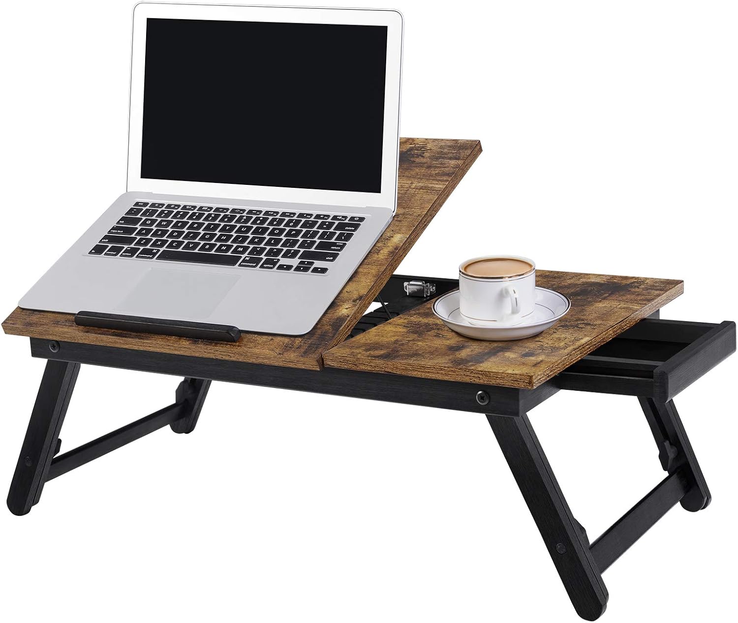 SONGMICS Masa de pat pentru laptop, plabila si reglabila, 55x35x23 cm, maro Household NewTrend