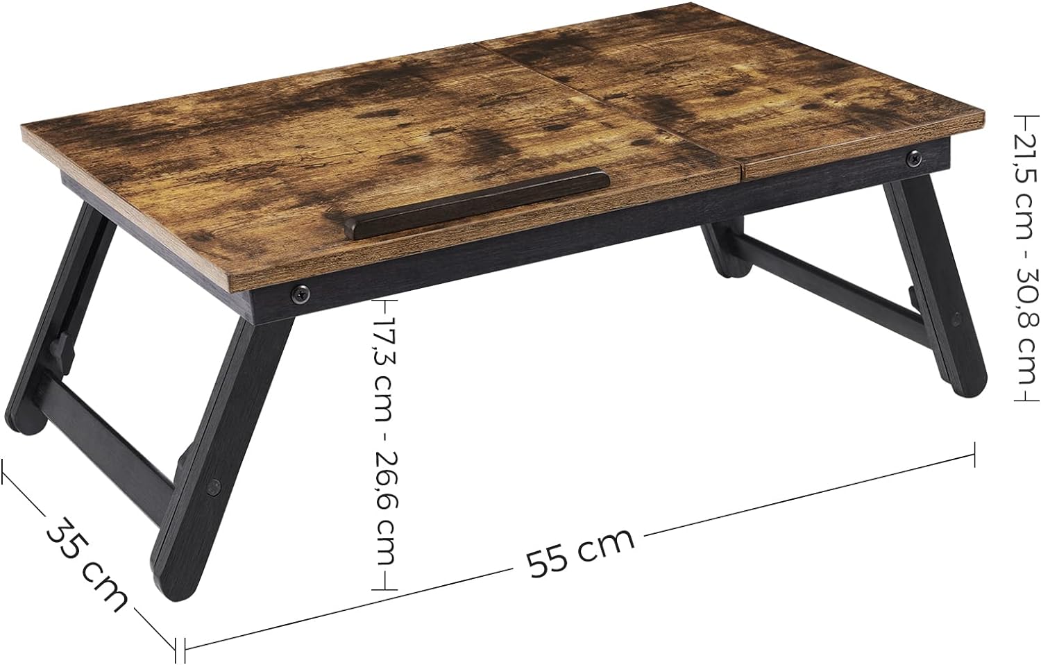 SONGMICS Masa de pat pentru laptop, plabila si reglabila, 55x35x23 cm, maro Household NewTrend