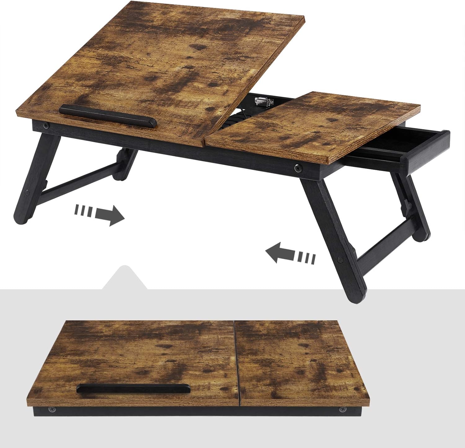 SONGMICS Masa de pat pentru laptop, plabila si reglabila, 55x35x23 cm, maro Household NewTrend