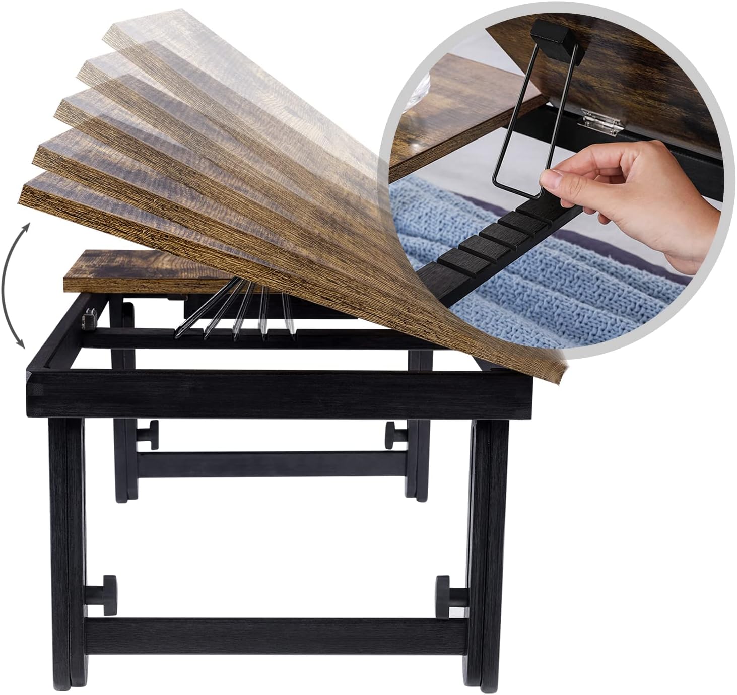 SONGMICS Masa de pat pentru laptop, plabila si reglabila, 55x35x23 cm, maro Household NewTrend