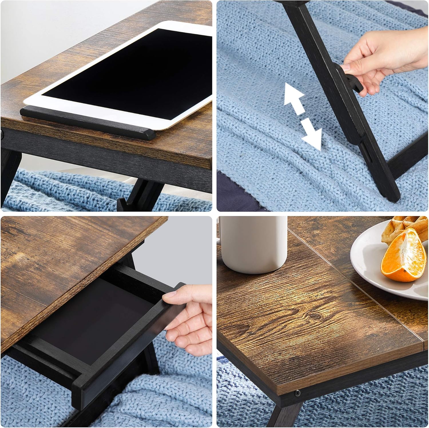 SONGMICS Masa de pat pentru laptop, plabila si reglabila, 71x35x23 cm, maro Household NewTrend