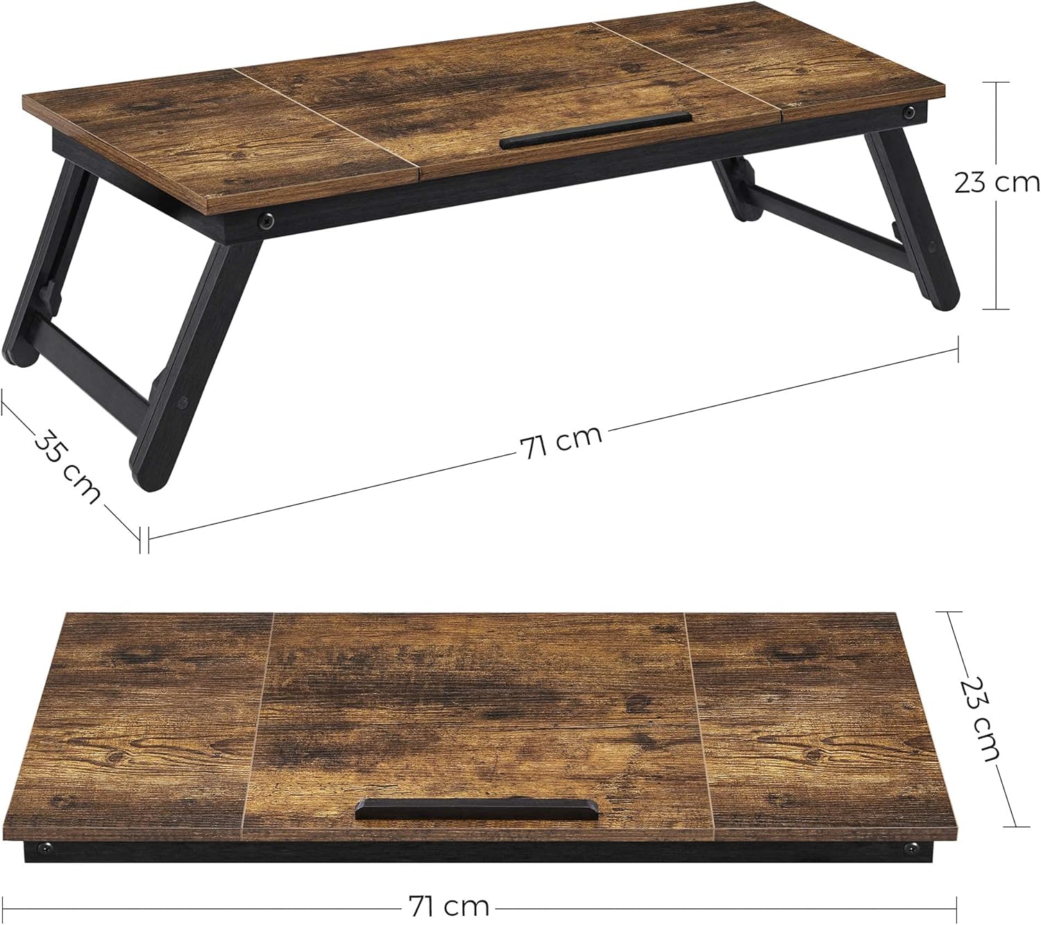 SONGMICS Masa de pat pentru laptop, plabila si reglabila, 71x35x23 cm, maro Household NewTrend
