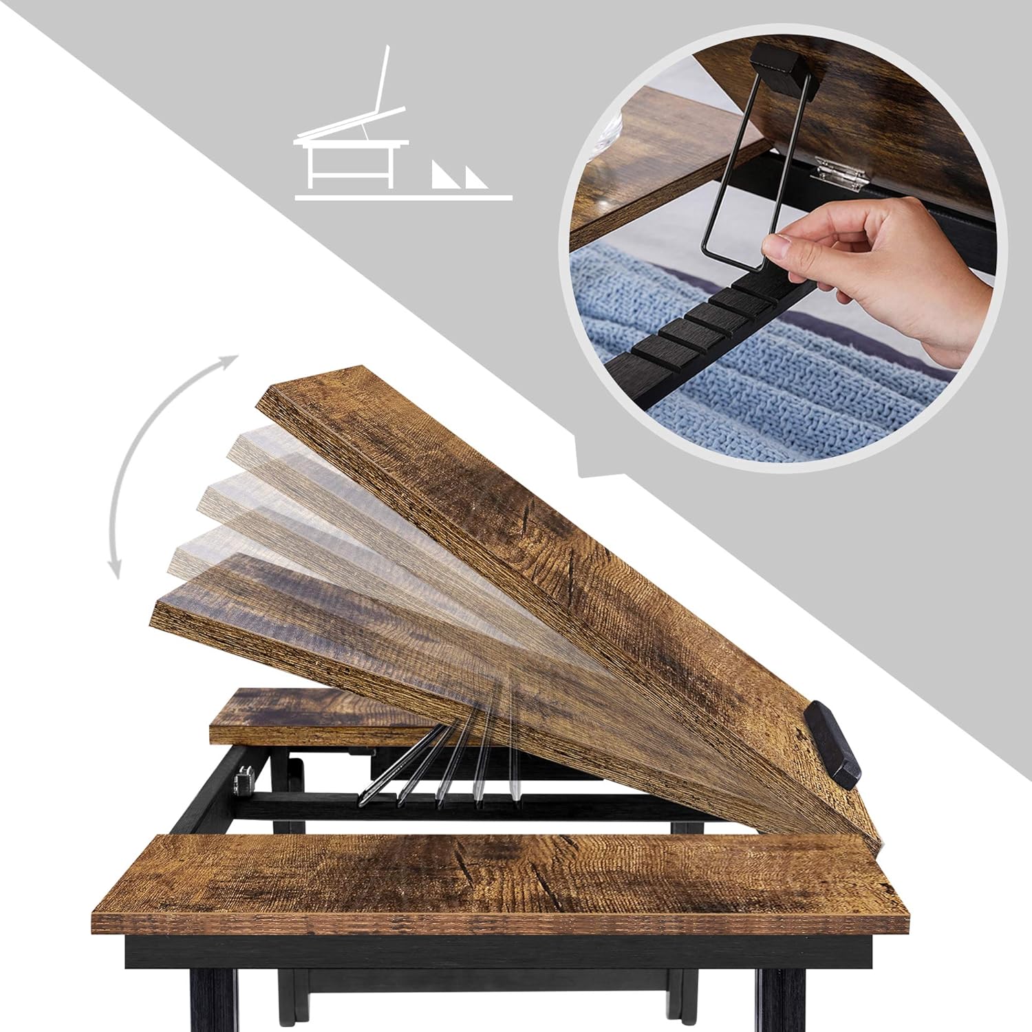 SONGMICS Masa de pat pentru laptop, plabila si reglabila, 71x35x23 cm, maro Household NewTrend
