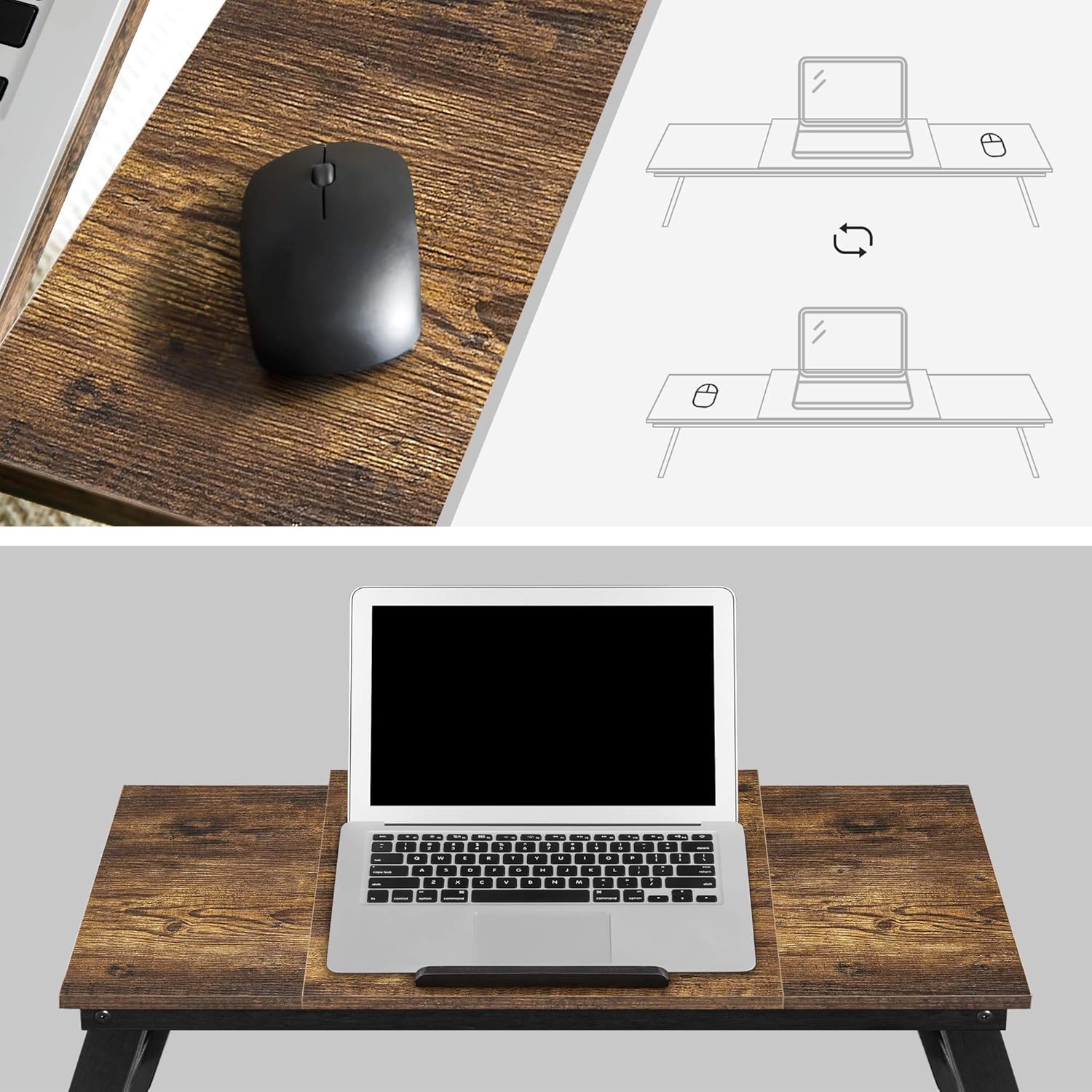 SONGMICS Masa de pat pentru laptop, plabila si reglabila, 71x35x23 cm, maro Household NewTrend