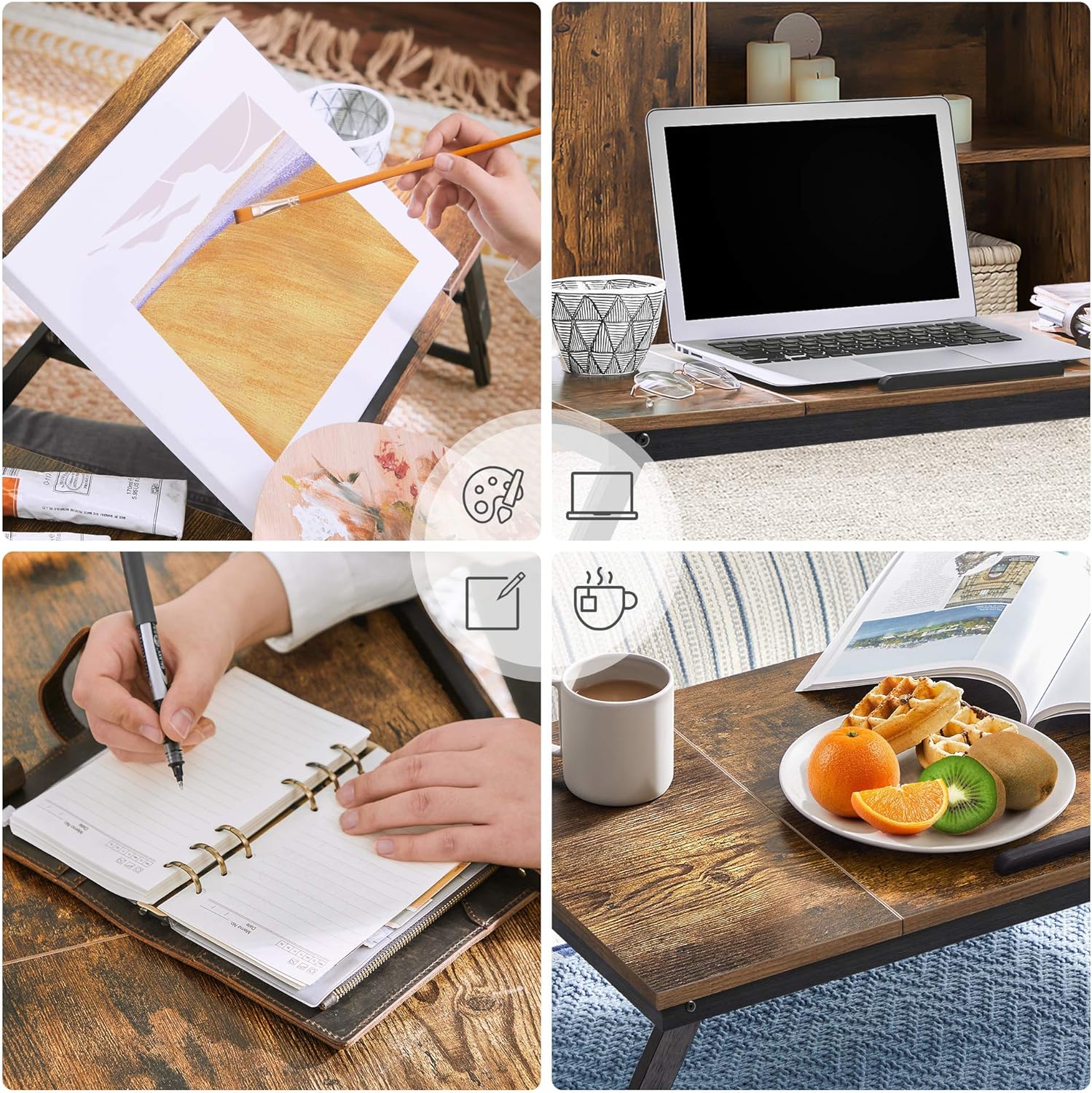 SONGMICS Masa de pat pentru laptop, plabila si reglabila, 71x35x23 cm, maro Household NewTrend