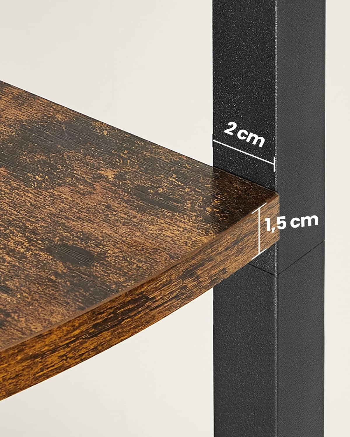 VASAGLE Biblioteca de colt cu 5 etaje, cadru metalic, stil industrial, 30x30x160 cm, maro rustic Household NewTrend