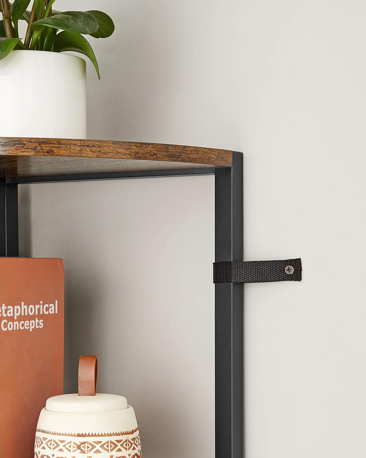 VASAGLE Biblioteca de colt cu 5 etaje, cadru metalic, stil industrial, 30x30x160 cm, maro rustic Household NewTrend