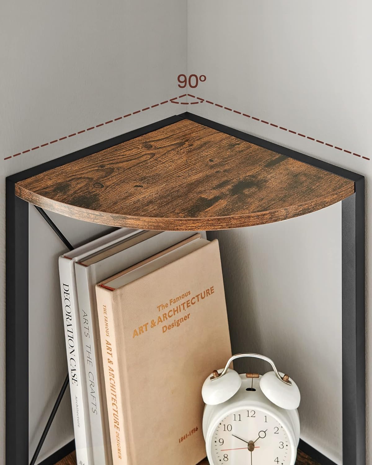 VASAGLE Biblioteca de colt cu 5 etaje, cadru metalic, stil industrial, 30x30x160 cm, maro rustic Household NewTrend