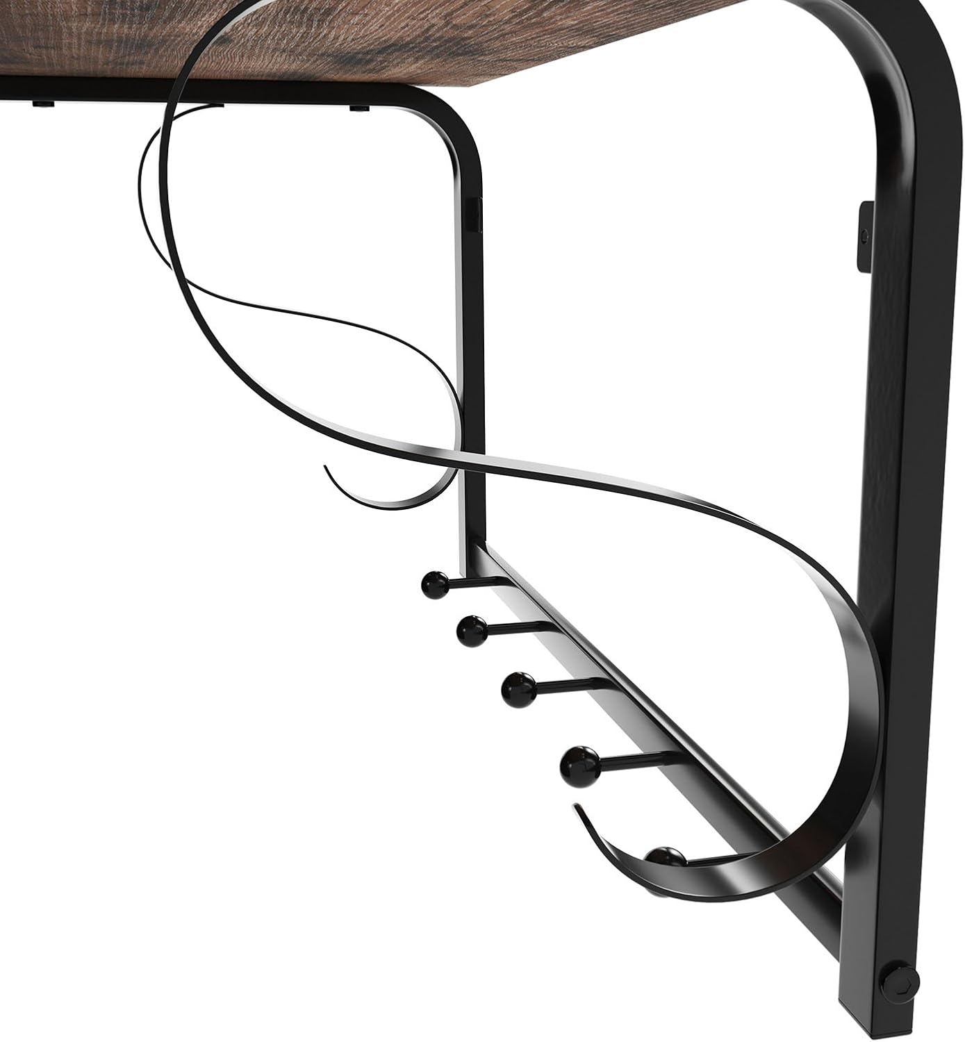 VASAGLE Cuier de perete cu raft de depozitare si sina, 5 carlige, 30x60x32 cm, maro rustic Household NewTrend