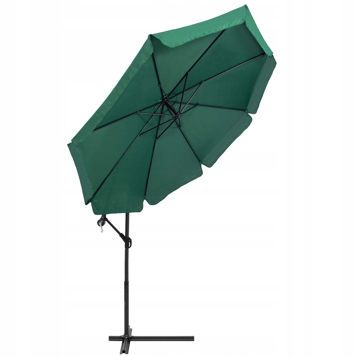 Umbrela de gradina cu brat lateral banana, cu husa, 300cm, verde Household NewTrend