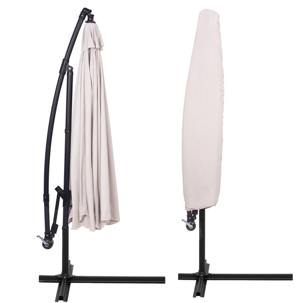 Umbrela de gradina cu brat lateral banana, cu husa, 300cm, bej Household NewTrend