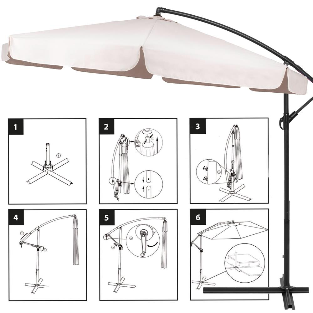 Umbrela de gradina cu brat lateral banana, cu husa, 300cm, bej Household NewTrend