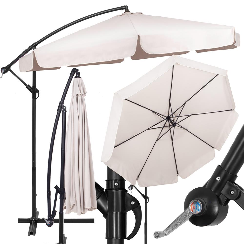 Umbrela de gradina cu brat lateral banana, cu husa, 300cm, bej Household NewTrend
