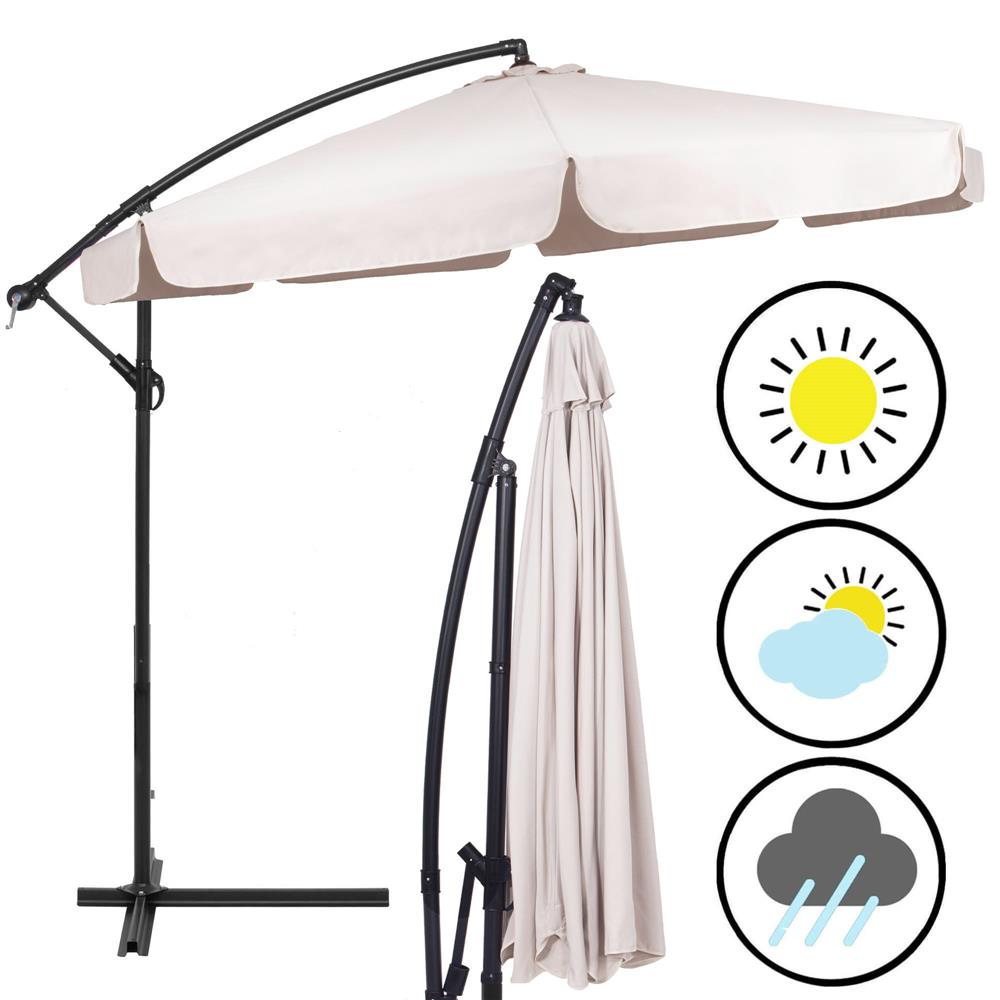 Umbrela de gradina cu brat lateral banana, cu husa, 300cm, bej Household NewTrend
