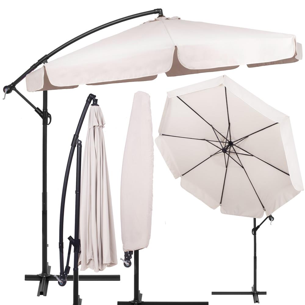 Umbrela de gradina cu brat lateral banana, cu husa, 300cm, bej Household NewTrend