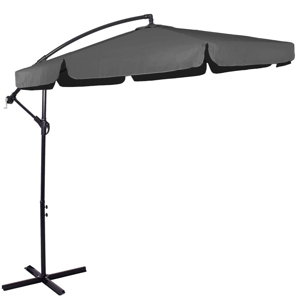 Umbrela de gradina cu brat lateral banana, cu husa, 300cm, gri Household NewTrend