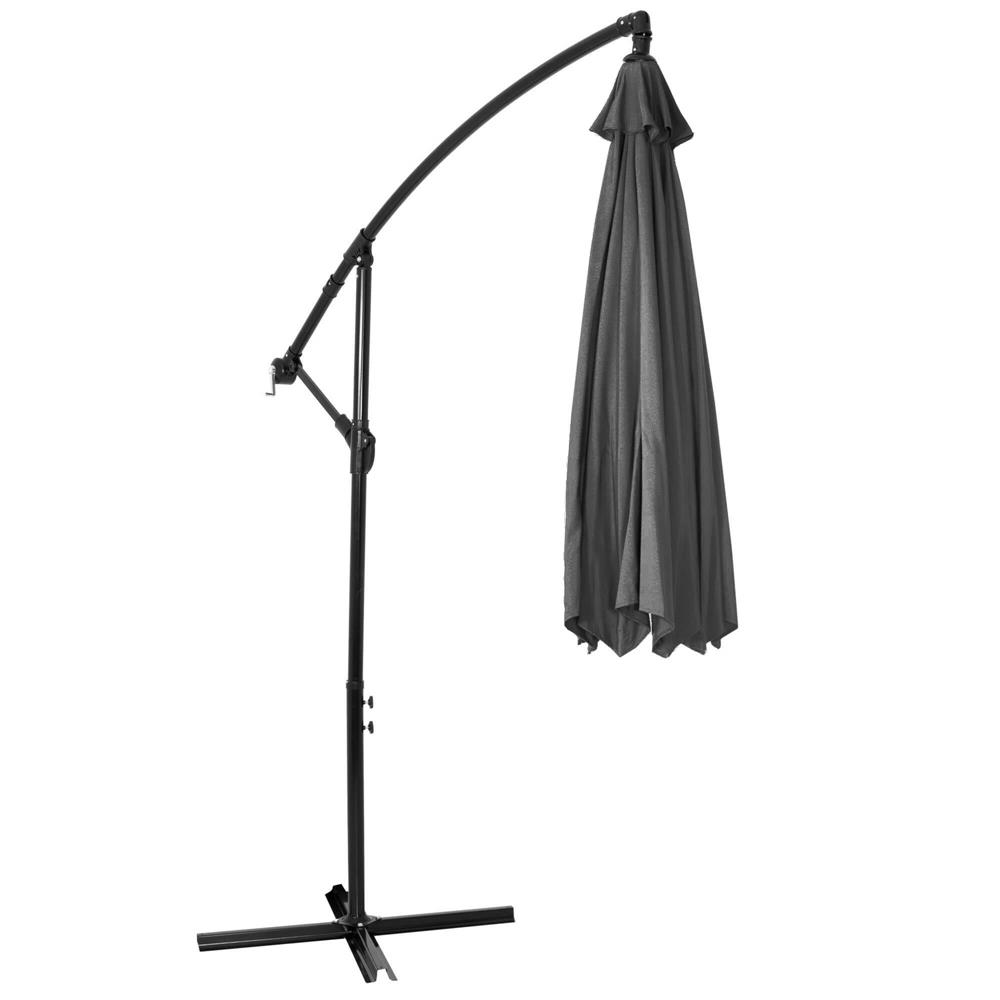 Umbrela de gradina cu brat lateral banana, cu husa, 300cm, gri Household NewTrend