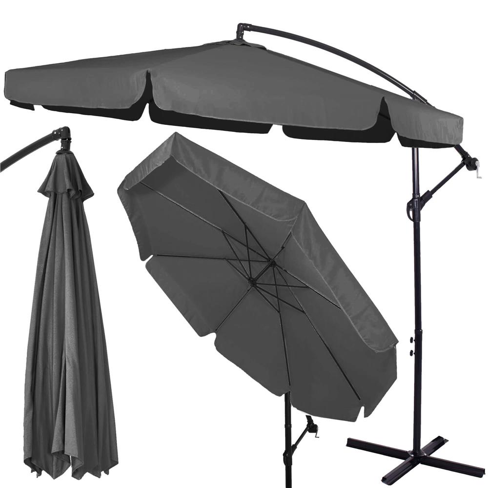 Umbrela de gradina cu brat lateral banana, cu husa, 300cm, gri Household NewTrend