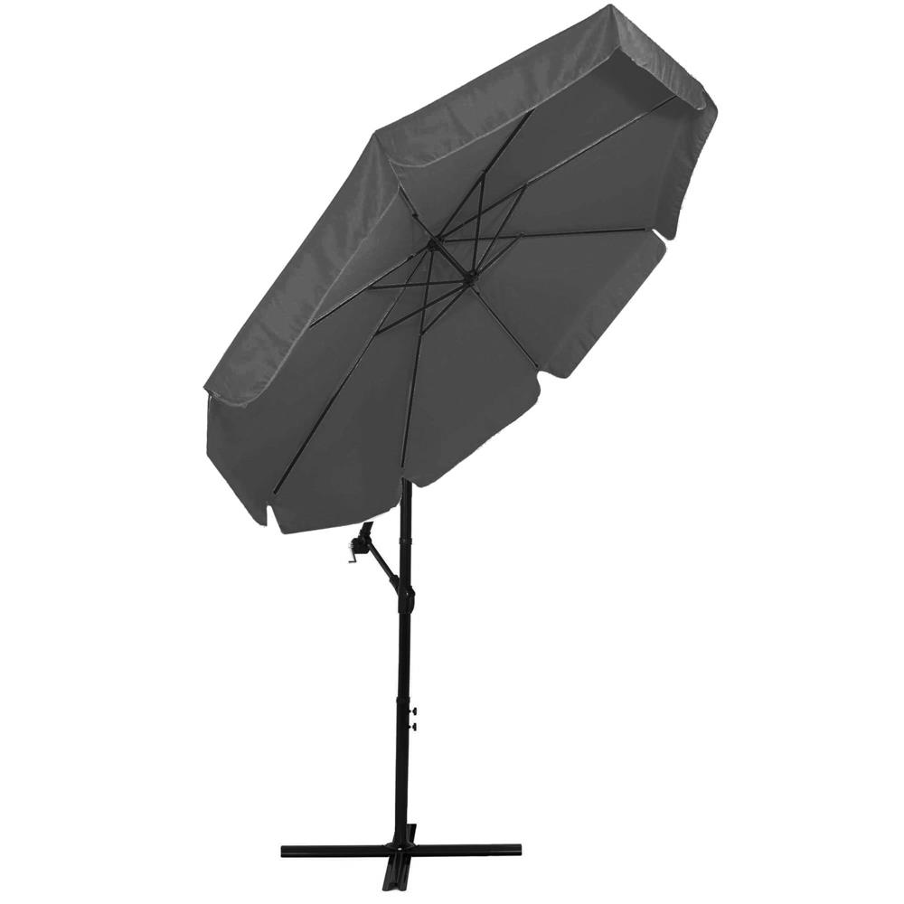 Umbrela de gradina cu brat lateral banana, cu husa, 300cm, gri Household NewTrend