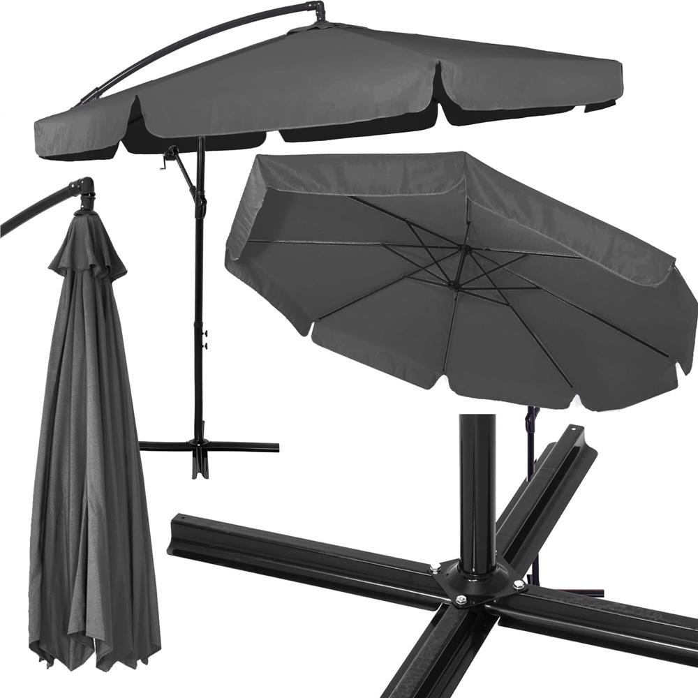 Umbrela de gradina cu brat lateral banana, cu husa, 300cm, gri Household NewTrend