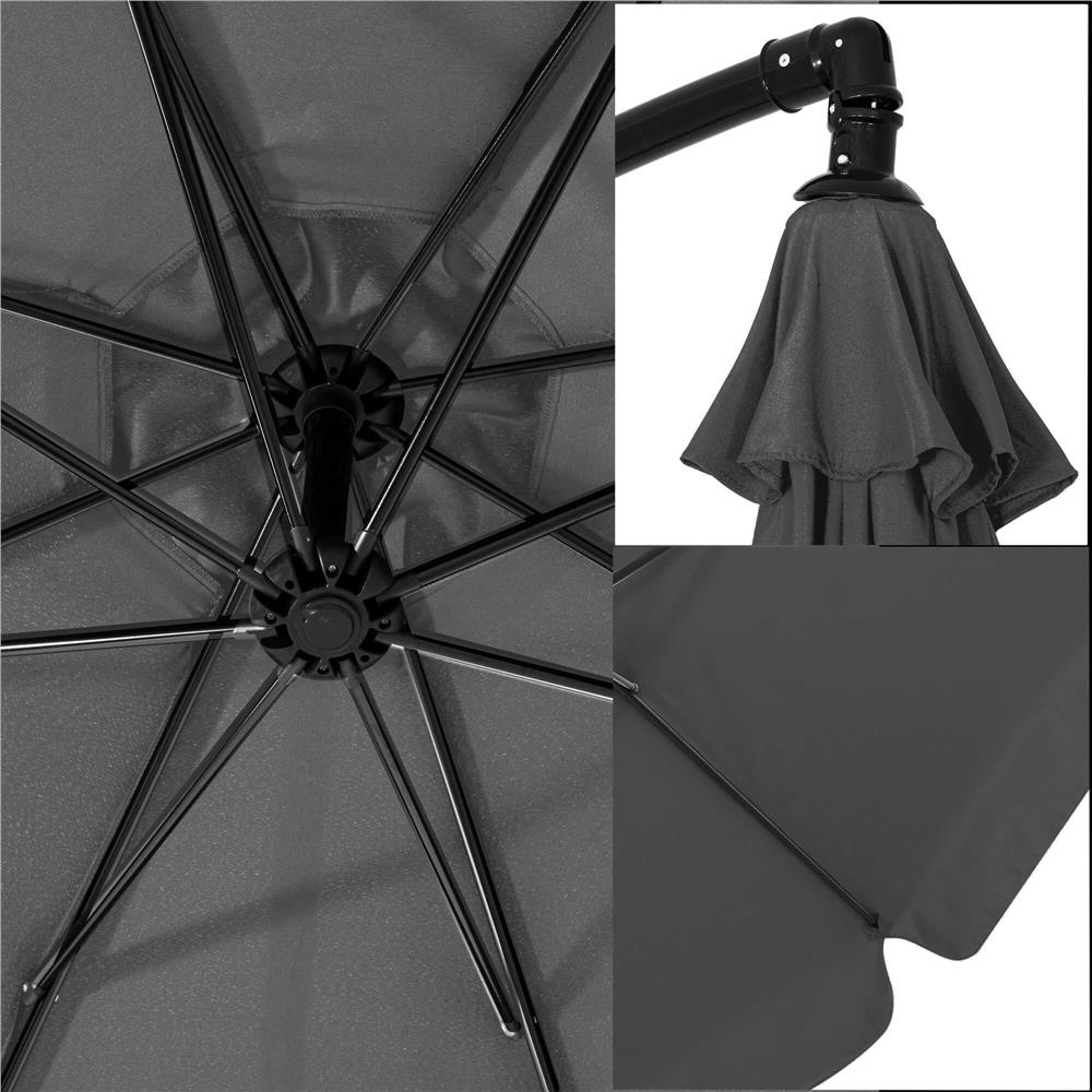 Umbrela de gradina cu brat lateral banana, cu husa, 300cm, gri Household NewTrend