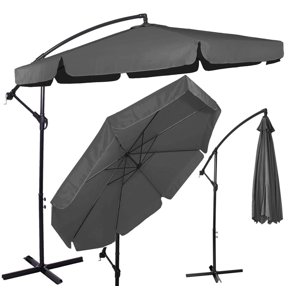 Umbrela de gradina cu brat lateral banana, cu husa, 300cm, gri Household NewTrend