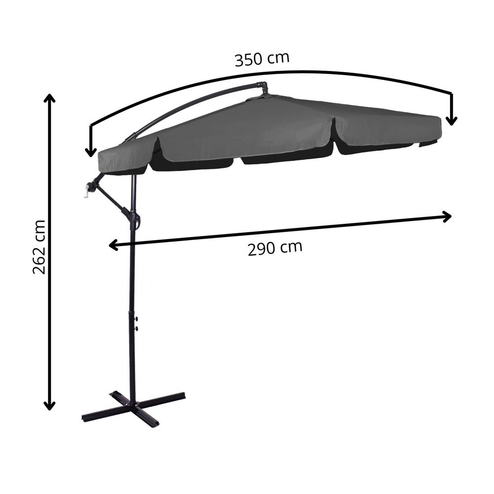 Umbrela de gradina cu brat lateral banana, cu husa, 300cm, gri Household NewTrend