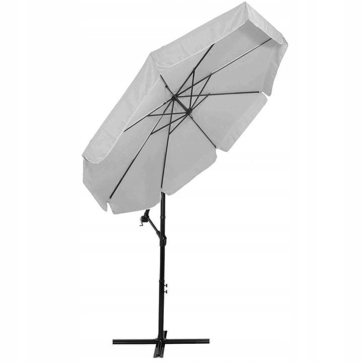 Umbrela de gradina cu brat lateral banana, cu husa, 300cm, gri deschis Household NewTrend