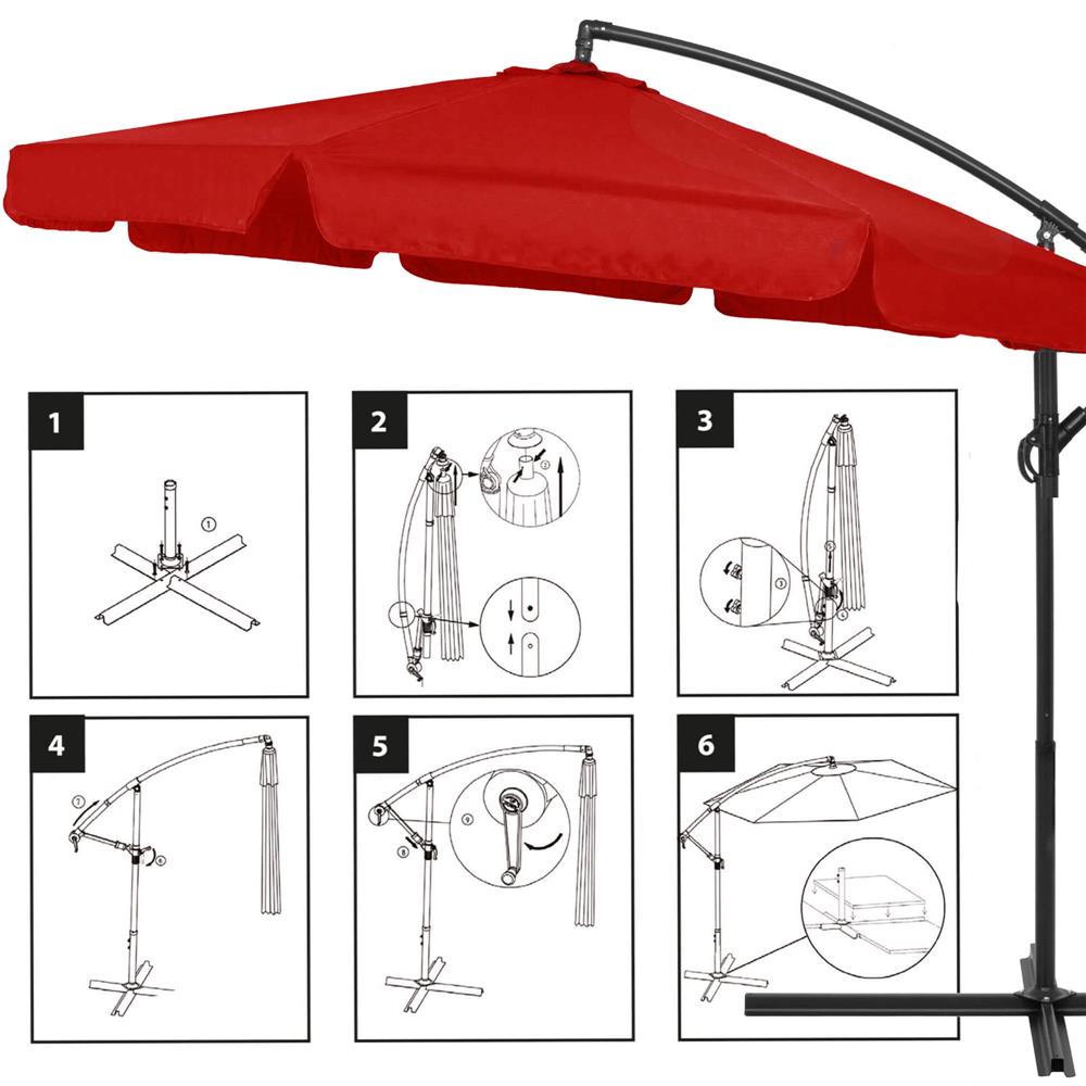 Umbrela de gradina cu brat lateral banana, cu husa, 300cm, rosu Household NewTrend