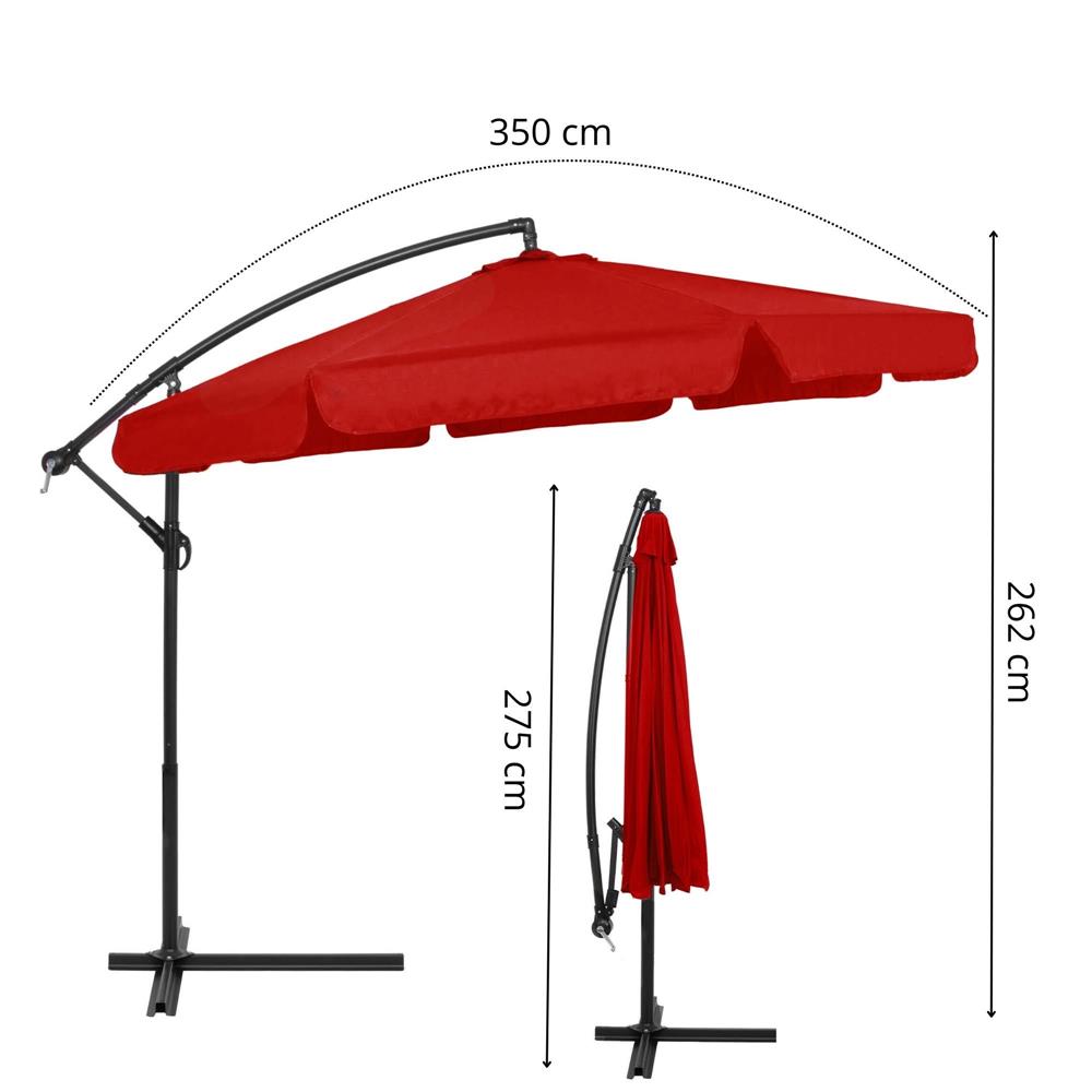 Umbrela de gradina cu brat lateral banana, cu husa, 300cm, rosu Household NewTrend