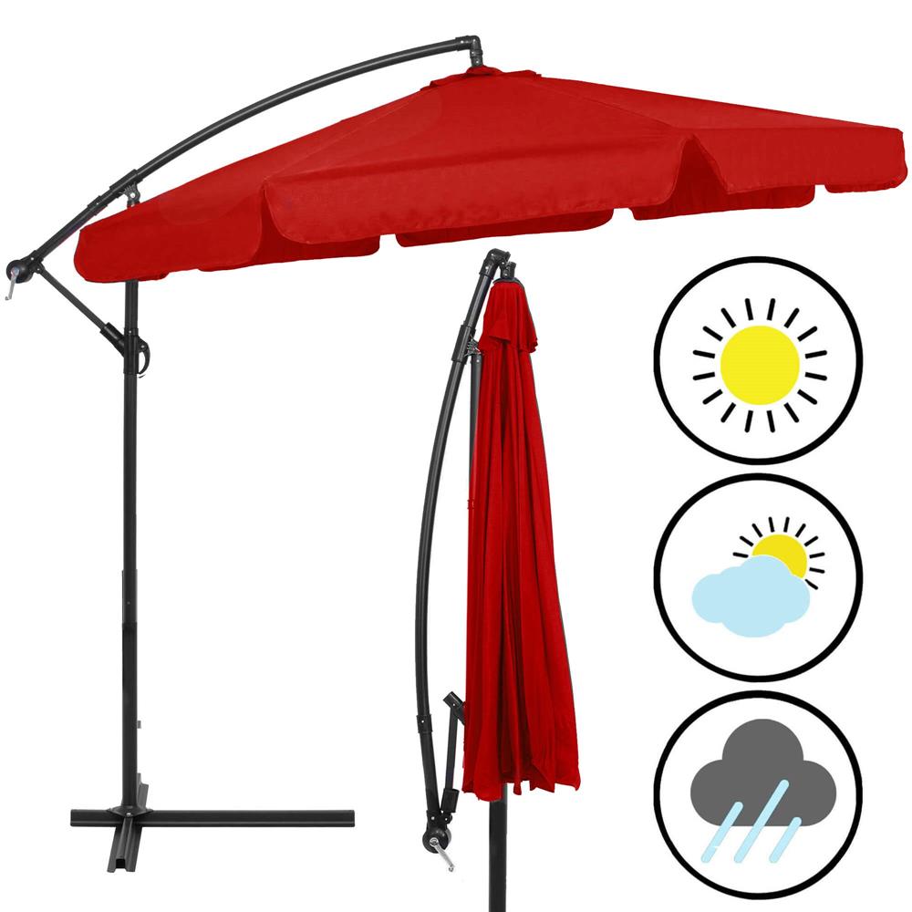 Umbrela de gradina cu brat lateral banana, cu husa, 300cm, rosu Household NewTrend