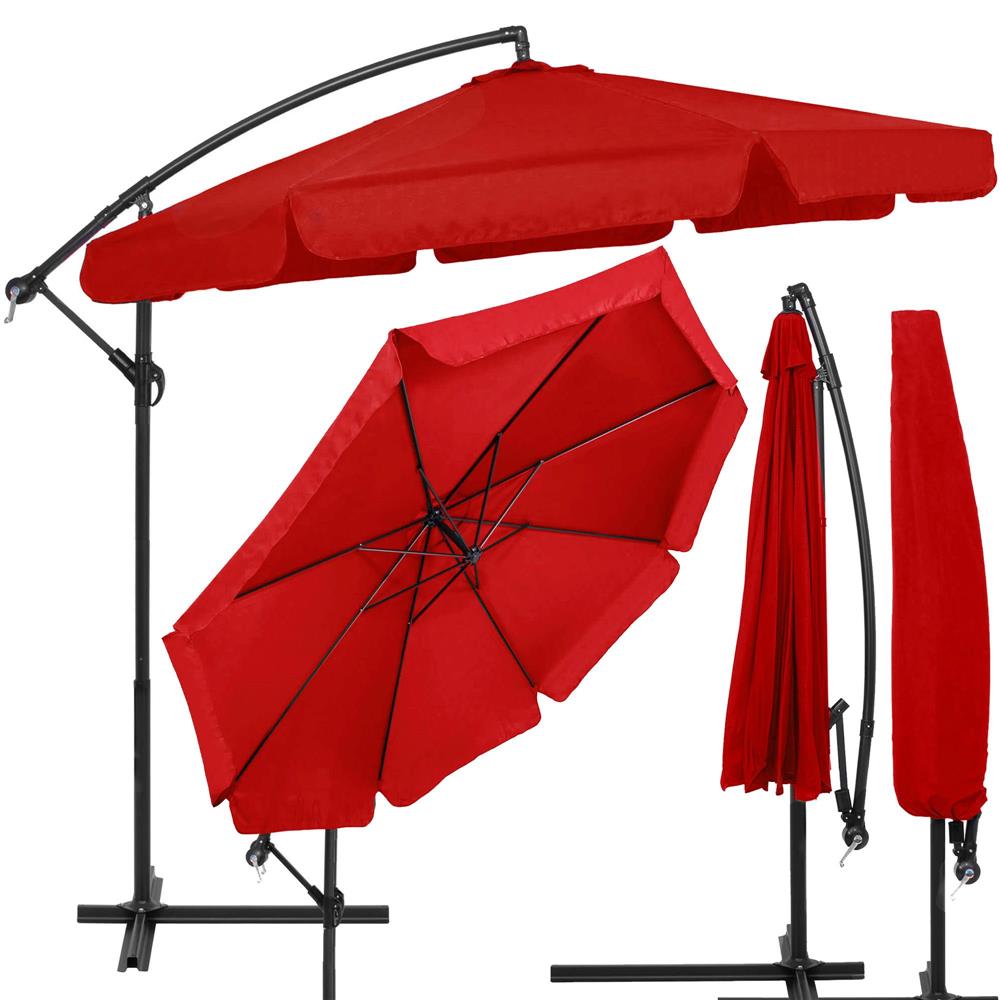 Umbrela de gradina cu brat lateral banana, cu husa, 300cm, rosu Household NewTrend